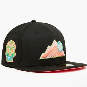 59Fifty Colorado Rockies Dia De Los Muertos Hat (Glows in the dark). 7 3/4
